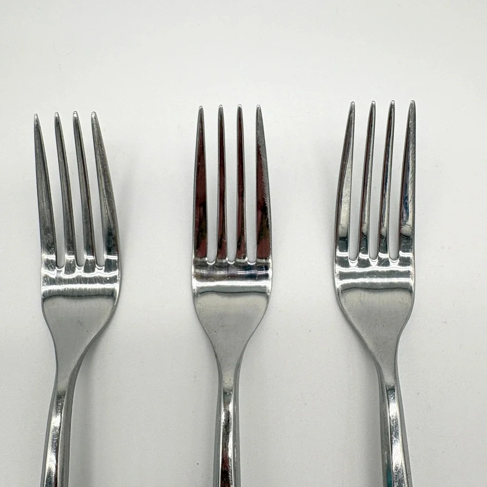 Hammered Texture Stainless Steel Salad Forks Set Modern Minimalist Flatware 3pc
